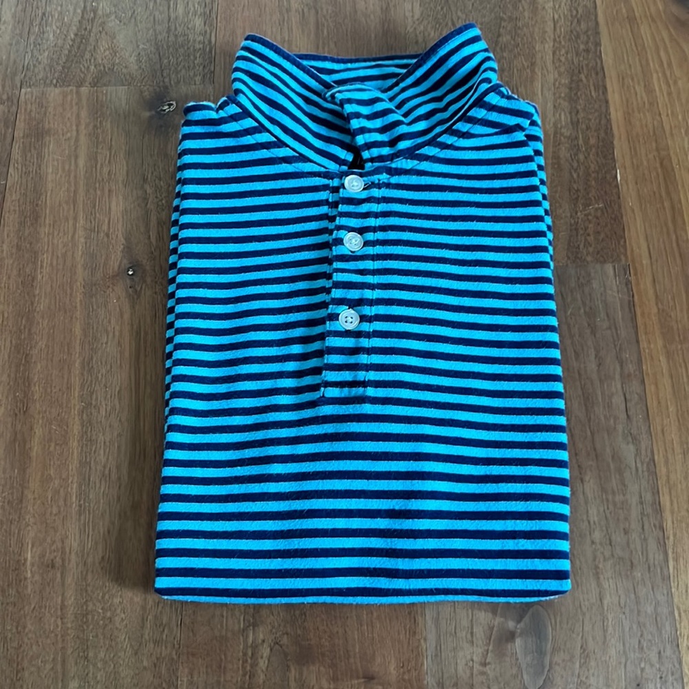 Oscar de La Renta Blue Striped Polo